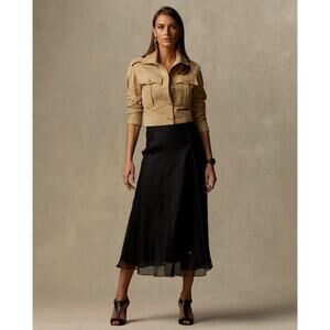 Ralph Lauren Collection Purple Label Black Silk Skirt Gauze Graciana Midi 8 M